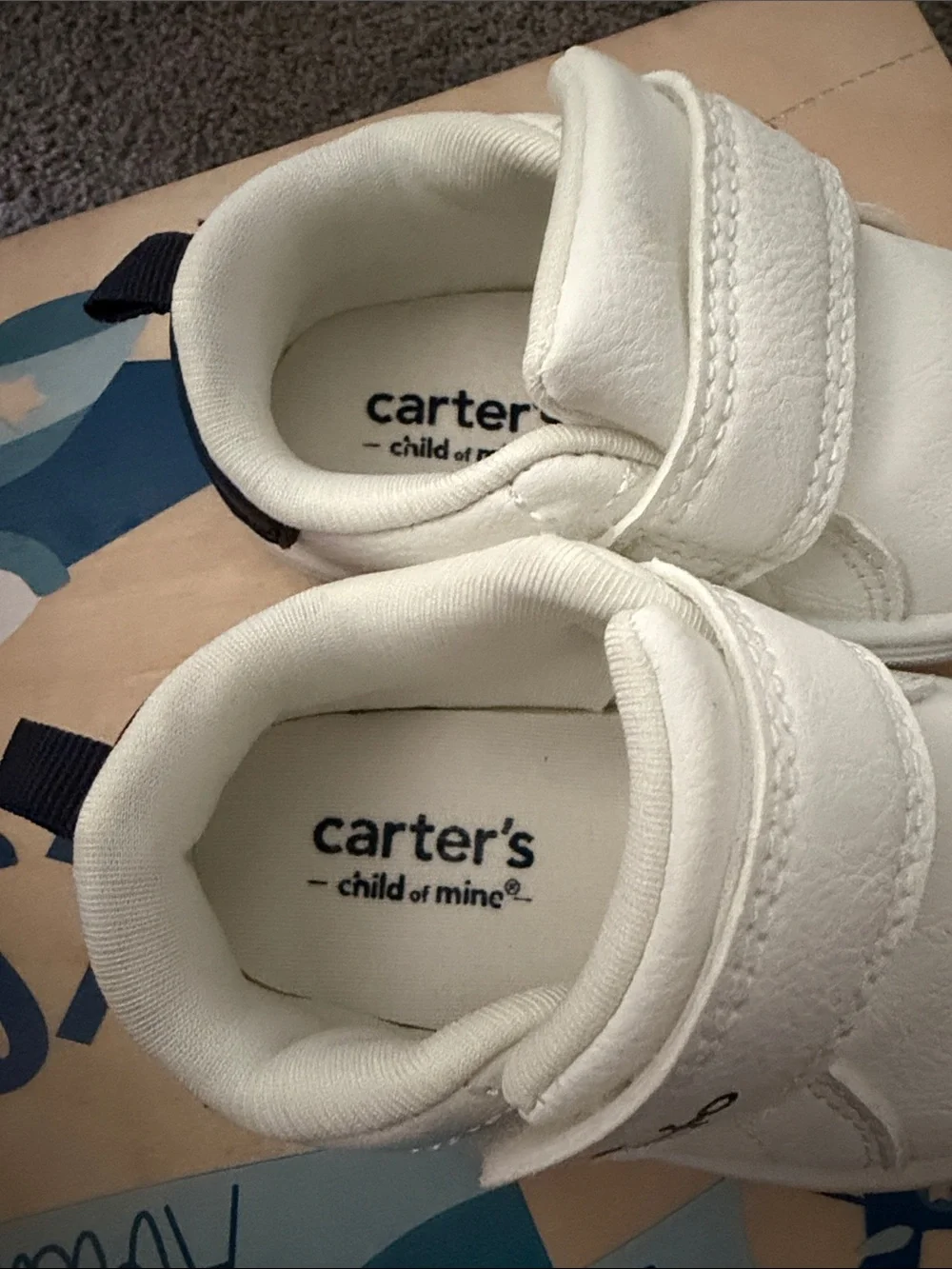 Carter's White Anchor Strap Baby Shoes